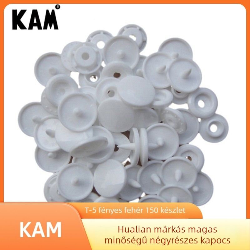 Hualian KAM márka T5 négyszeres snap gomb, műanyag gyanta, kabátokhoz, farmerokhoz és táskákhoz