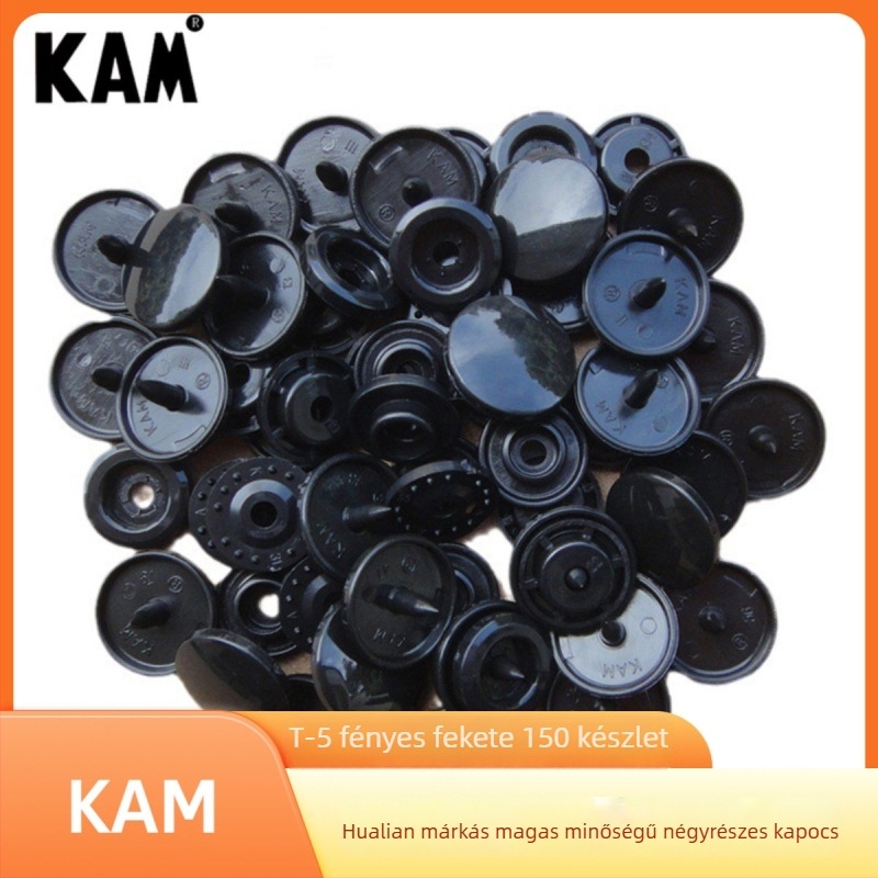 Hualian KAM márka T5 négyszeres snap gomb, műanyag gyanta, kabátokhoz, farmerokhoz és táskákhoz