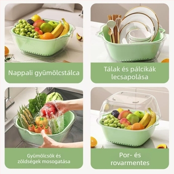 Kétszintes zöldségmosó medence (anyag: selyemvirág; termékkategória: gyümölcstál; stílus: modern egyszerű; minőség: első osztályú termék)