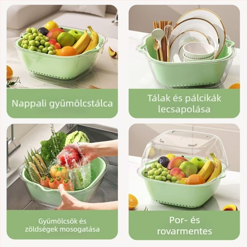 Kétszintes zöldségmosó medence (anyag: selyemvirág; termékkategória: gyümölcstál; stílus: modern egyszerű; minőség: első osztályú termék)