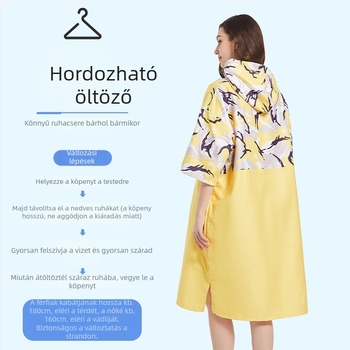 Mikroszálas kapucnis poncsó fürdőköntös, gyorsan száradó, 150D szál, 500 g+ tömeg, testreszabás elérhető