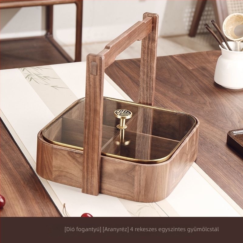 Fa gyümölcstál modern minimalista stílusban, kockás mintával, 2025-ben debütált.