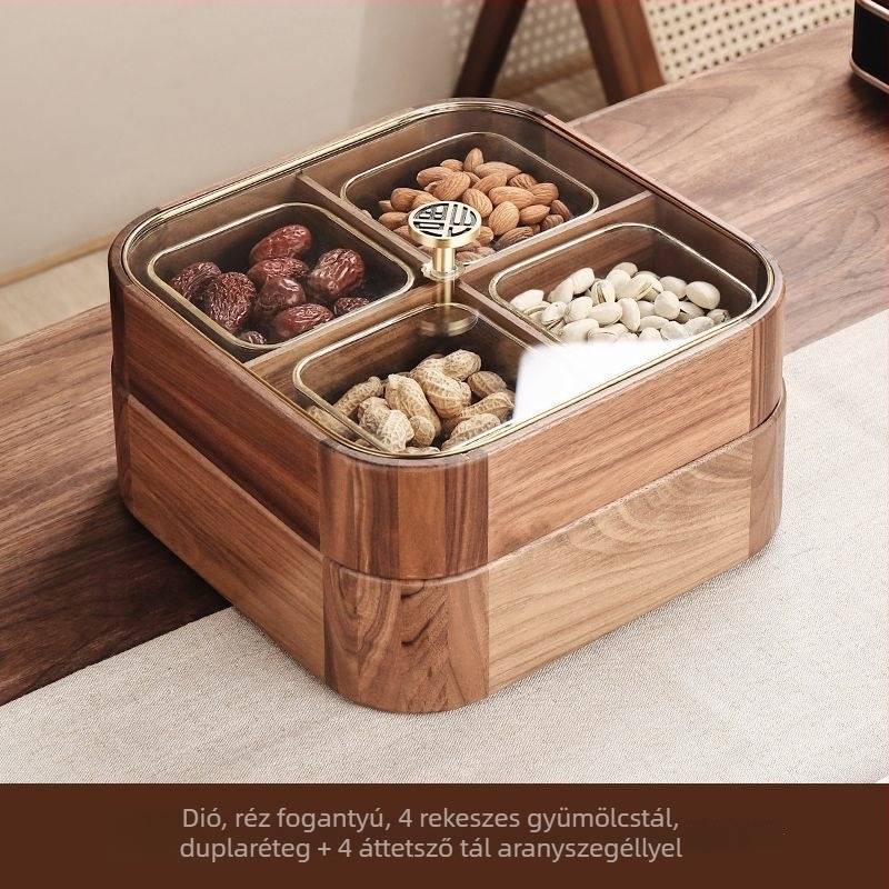 Fa gyümölcstál modern minimalista stílusban, kockás mintával, 2025-ben debütált.