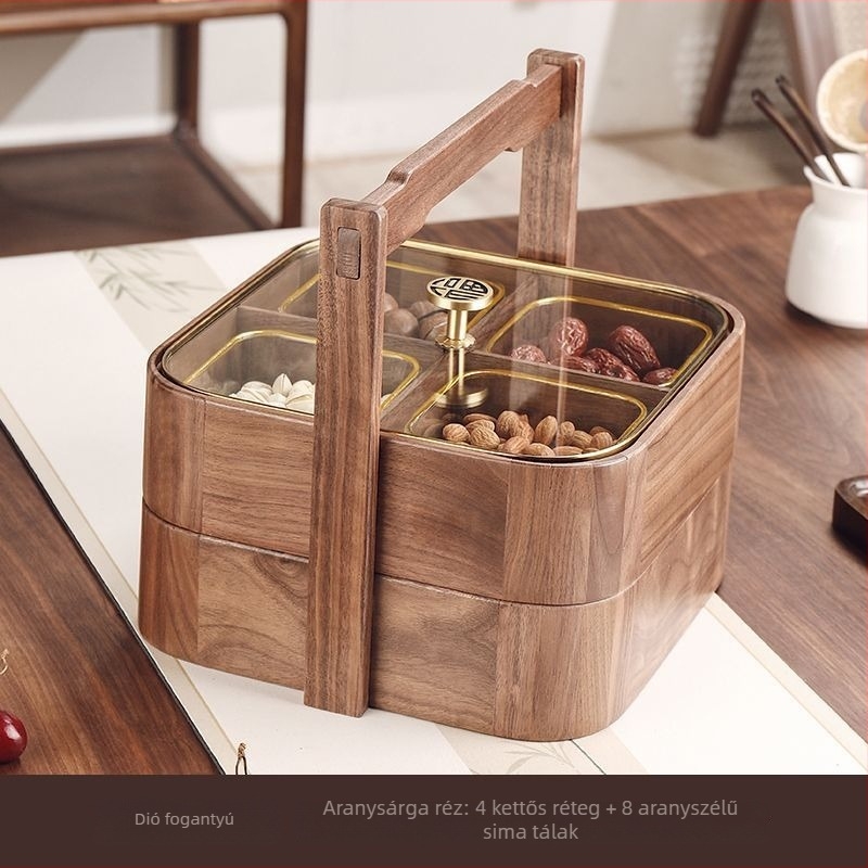 Fa gyümölcstál modern minimalista stílusban, kockás mintával, 2025-ben debütált.