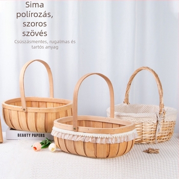 Rattan szövésű hordozható gyümölcskosár – modern minimalista stílus, otthoni tároláshoz