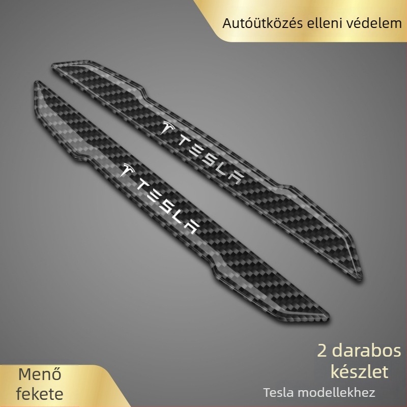 Tesla Model 3/Y ajtókilincs védőmatrica, szénszálas anyag, testreszabható fém logó, karcolások elleni védelem