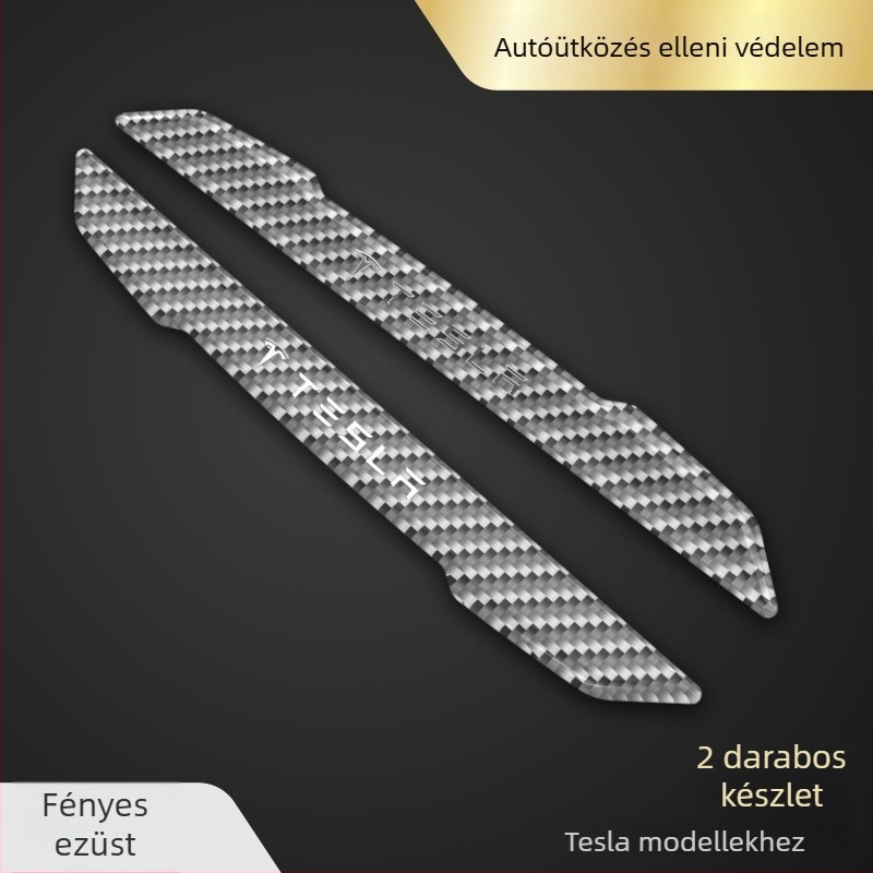 Tesla Model 3/Y ajtókilincs védőmatrica, szénszálas anyag, testreszabható fém logó, karcolások elleni védelem