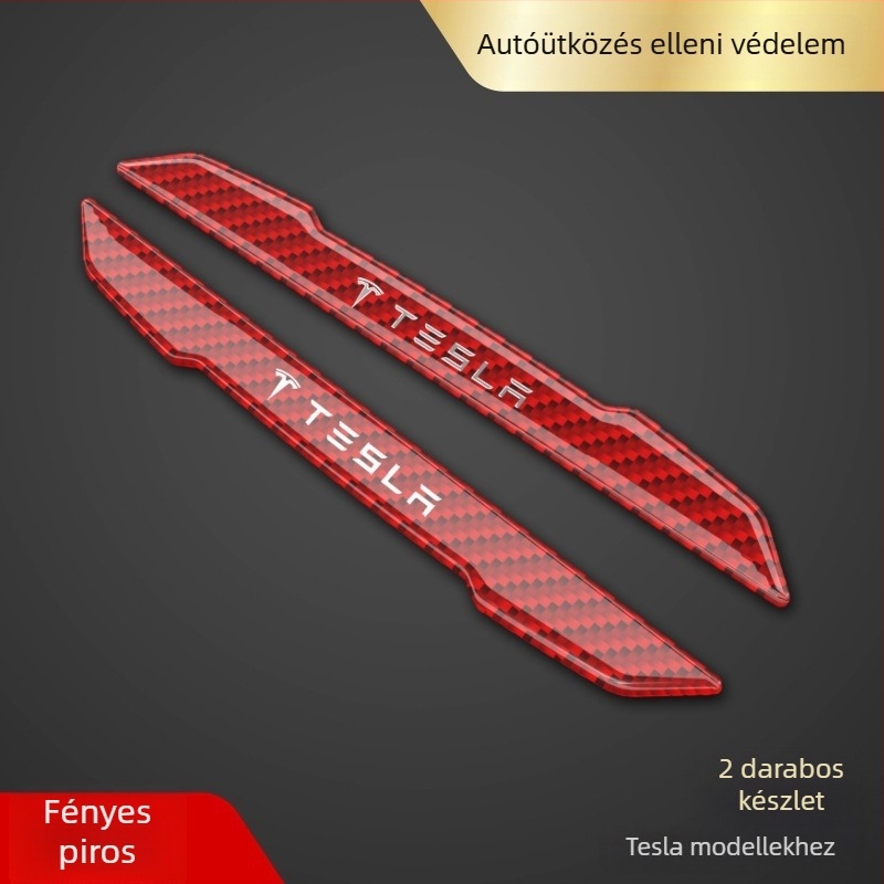Tesla Model 3/Y ajtókilincs védőmatrica, szénszálas anyag, testreszabható fém logó, karcolások elleni védelem
