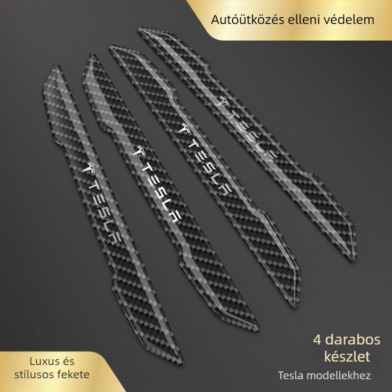 Tesla Model 3/Y ajtókilincs védőmatrica, szénszálas anyag, testreszabható fém logó, karcolások elleni védelem