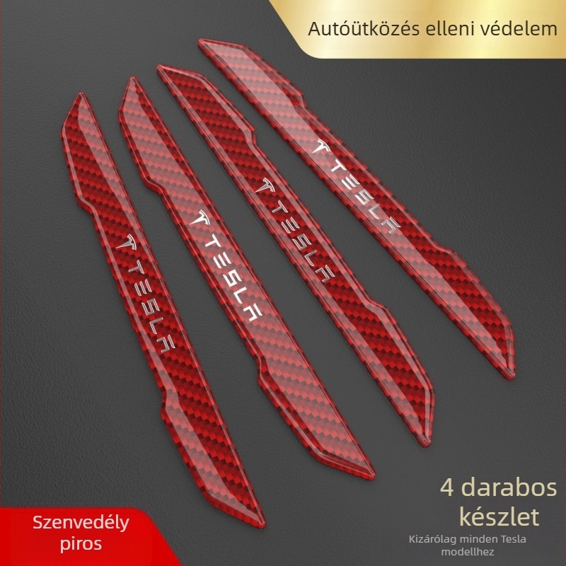 Tesla Model 3/Y ajtókilincs védőmatrica, szénszálas anyag, testreszabható fém logó, karcolások elleni védelem