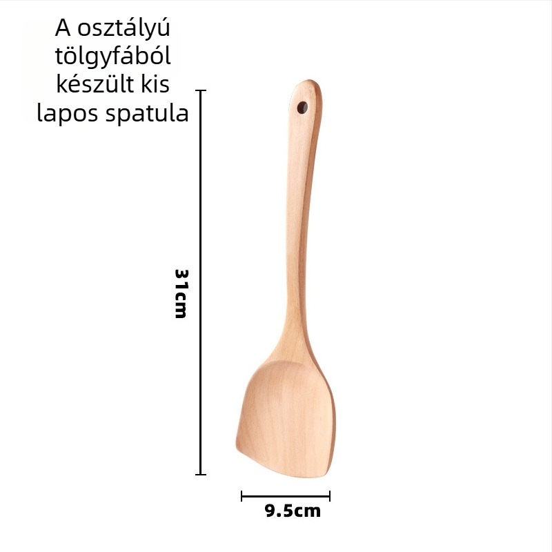Fa spatula készlet konyhához, Love Kitchen – fa, tapadásmentes, csúszásmentes, hőálló