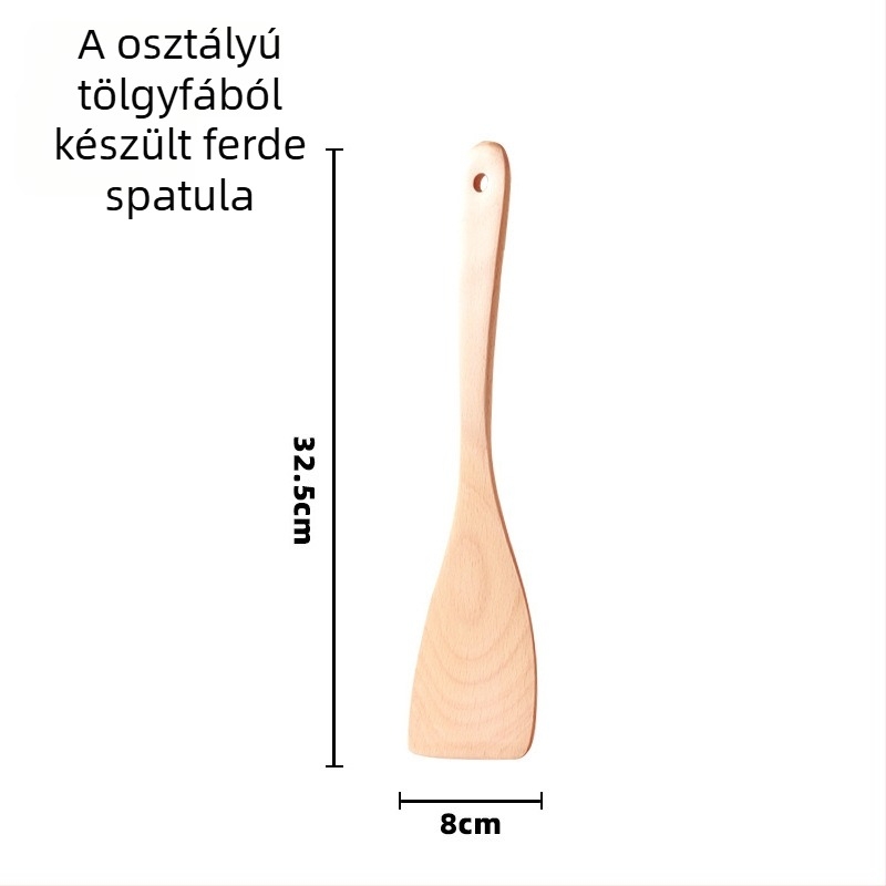 Fa spatula készlet konyhához, Love Kitchen – fa, tapadásmentes, csúszásmentes, hőálló