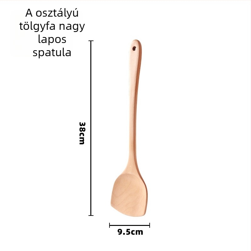 Fa spatula készlet konyhához, Love Kitchen – fa, tapadásmentes, csúszásmentes, hőálló