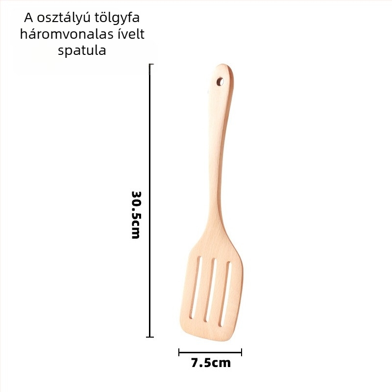 Fa spatula készlet konyhához, Love Kitchen – fa, tapadásmentes, csúszásmentes, hőálló