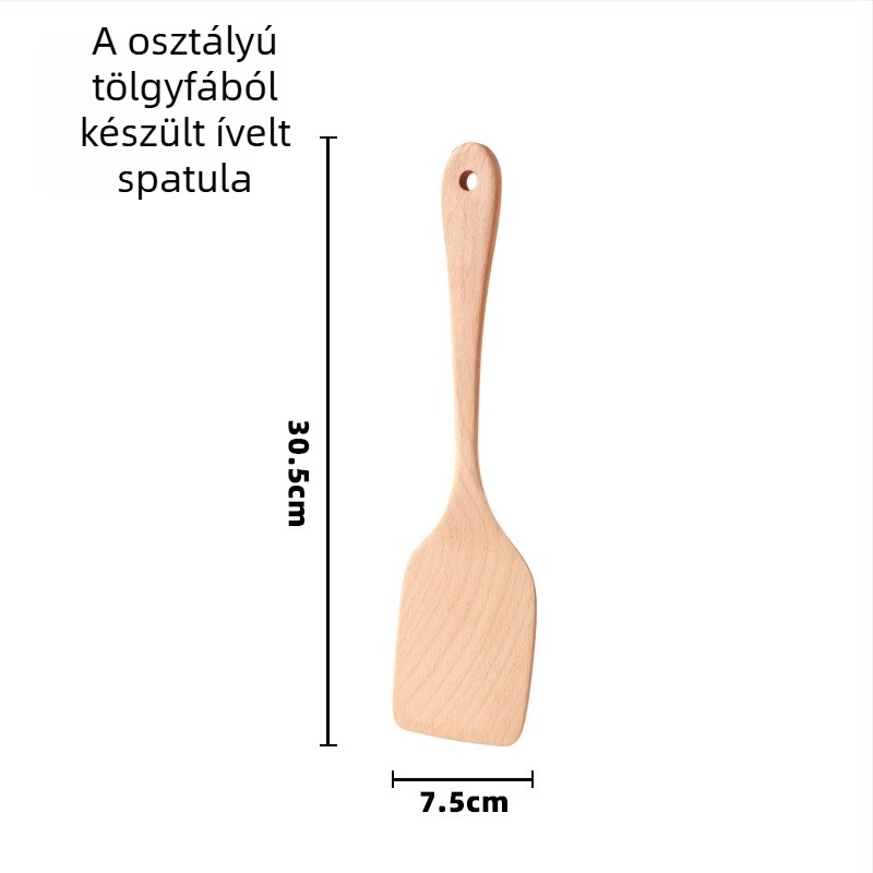 Fa spatula készlet konyhához, Love Kitchen – fa, tapadásmentes, csúszásmentes, hőálló
