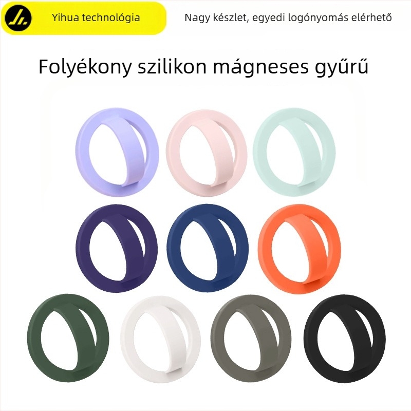 Telefon hátoldali mágneses gyűrű és tartó, folyékony szilikon gyűrű, univerzális anti-drop és anti-slip, 20 g, gyűrű vastagsága 5 mm, testreszabás támogatott