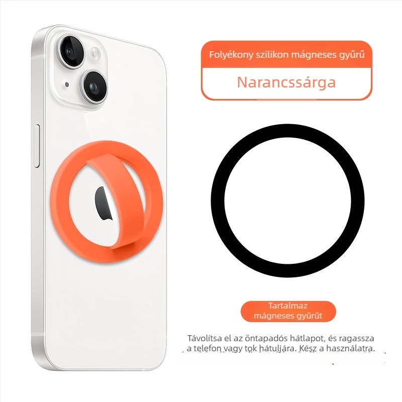 Telefon hátoldali mágneses gyűrű és tartó, folyékony szilikon gyűrű, univerzális anti-drop és anti-slip, 20 g, gyűrű vastagsága 5 mm, testreszabás támogatott