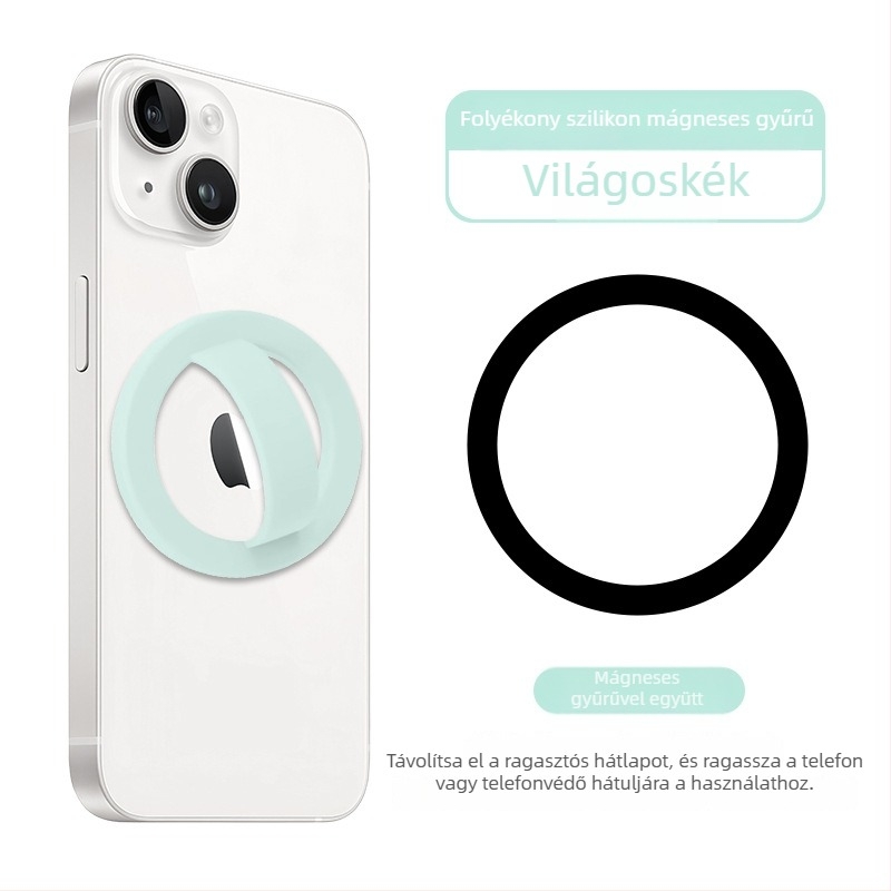 Telefon hátoldali mágneses gyűrű és tartó, folyékony szilikon gyűrű, univerzális anti-drop és anti-slip, 20 g, gyűrű vastagsága 5 mm, testreszabás támogatott