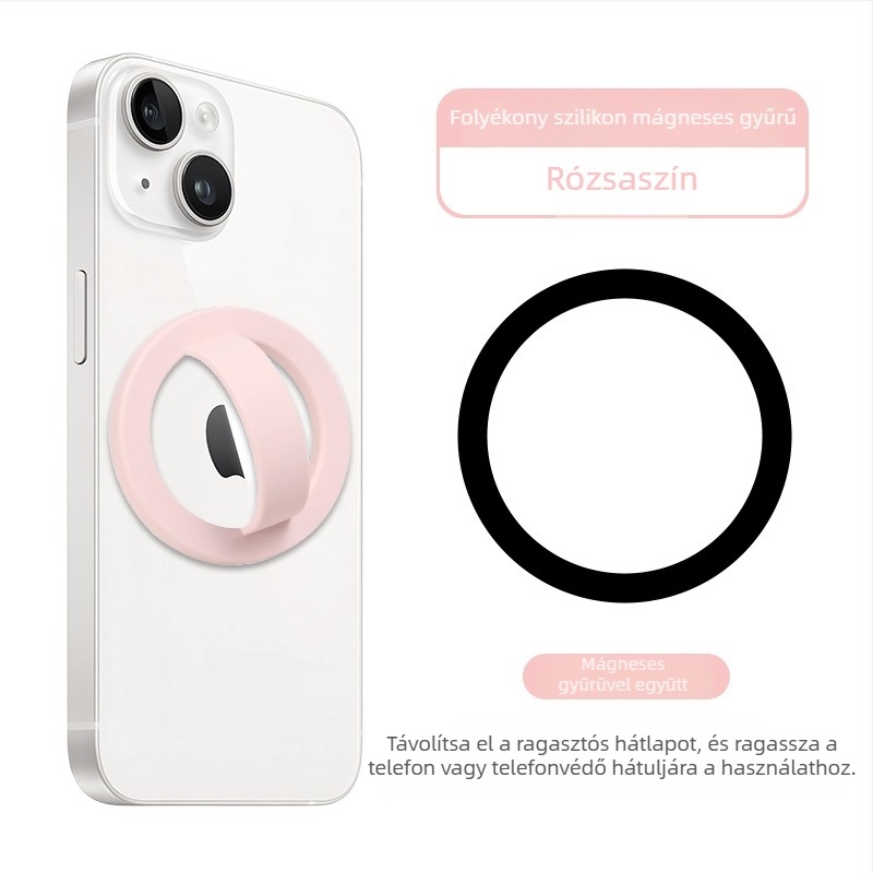 Telefon hátoldali mágneses gyűrű és tartó, folyékony szilikon gyűrű, univerzális anti-drop és anti-slip, 20 g, gyűrű vastagsága 5 mm, testreszabás támogatott