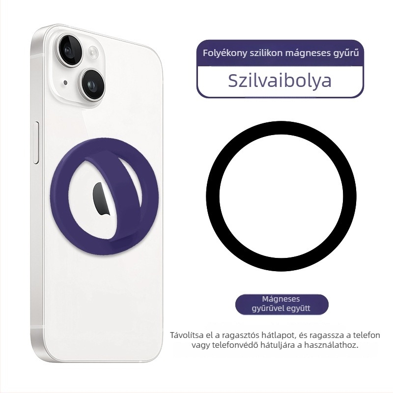Telefon hátoldali mágneses gyűrű és tartó, folyékony szilikon gyűrű, univerzális anti-drop és anti-slip, 20 g, gyűrű vastagsága 5 mm, testreszabás támogatott
