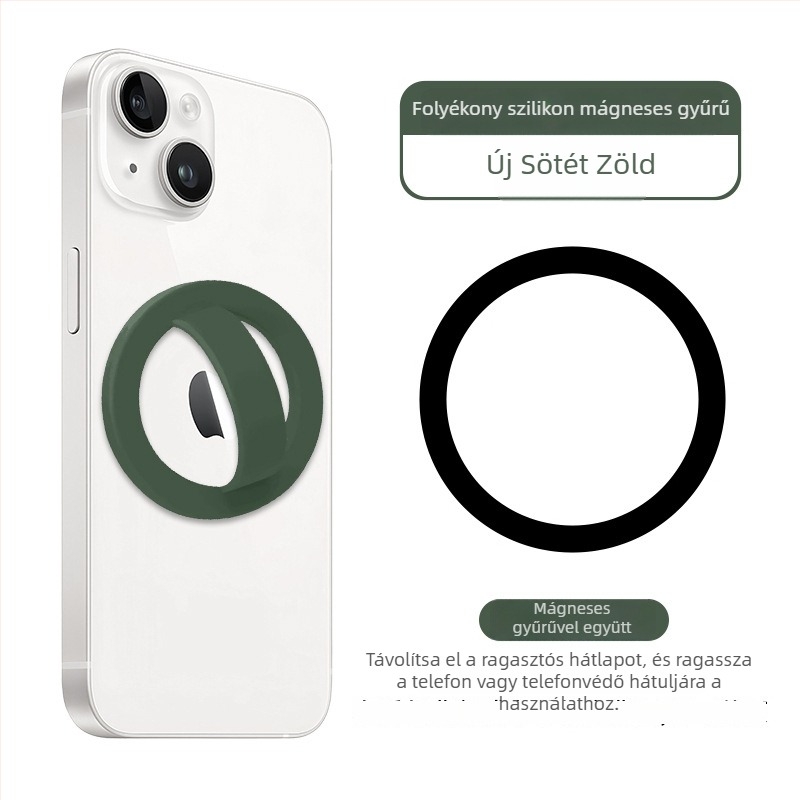 Telefon hátoldali mágneses gyűrű és tartó, folyékony szilikon gyűrű, univerzális anti-drop és anti-slip, 20 g, gyűrű vastagsága 5 mm, testreszabás támogatott