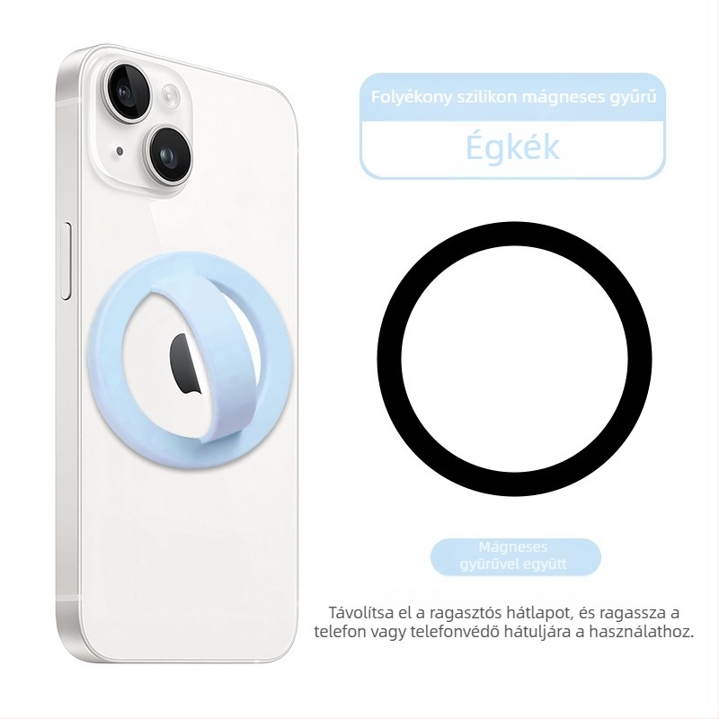 Telefon hátoldali mágneses gyűrű és tartó, folyékony szilikon gyűrű, univerzális anti-drop és anti-slip, 20 g, gyűrű vastagsága 5 mm, testreszabás támogatott