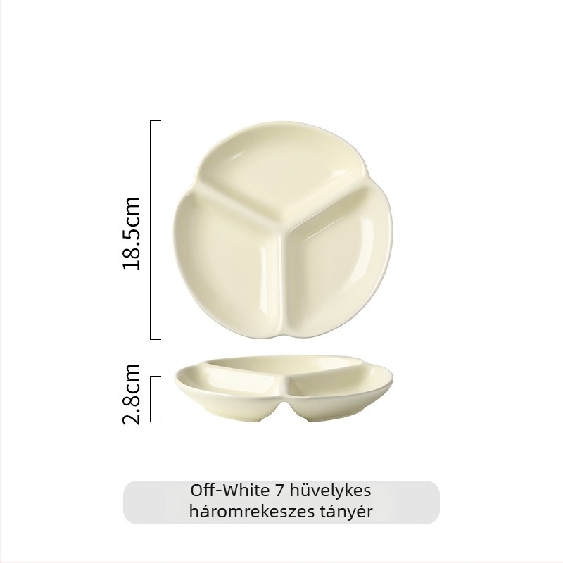 Nordic porcelán osztott tányér egy személyre, három rekesz, négyzet alakú, mikrohullámú sütőben használható