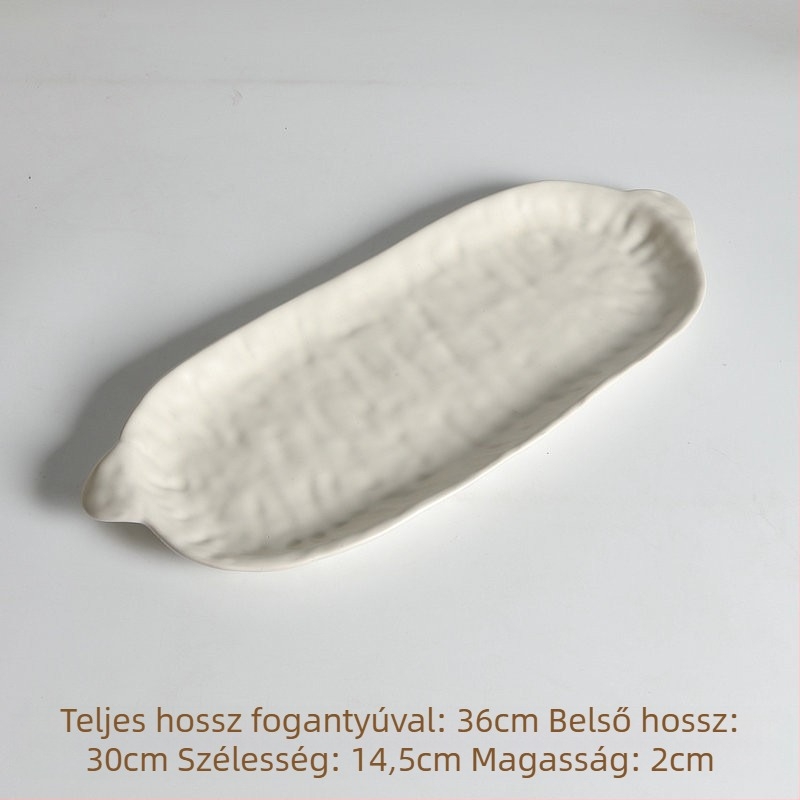 Kézzel formázott kerámia lapos tál, szabálytalan formájú, retro stílusú, mikrohullámú sütőben használható