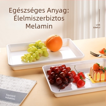 Melaminból készült téglalap alakú bemutató tálca, modern egyszerű stílus, testreszabható logó, glazúrozott felület