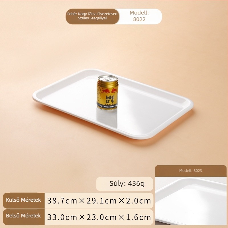 Melaminból készült téglalap alakú bemutató tálca, modern egyszerű stílus, testreszabható logó, glazúrozott felület