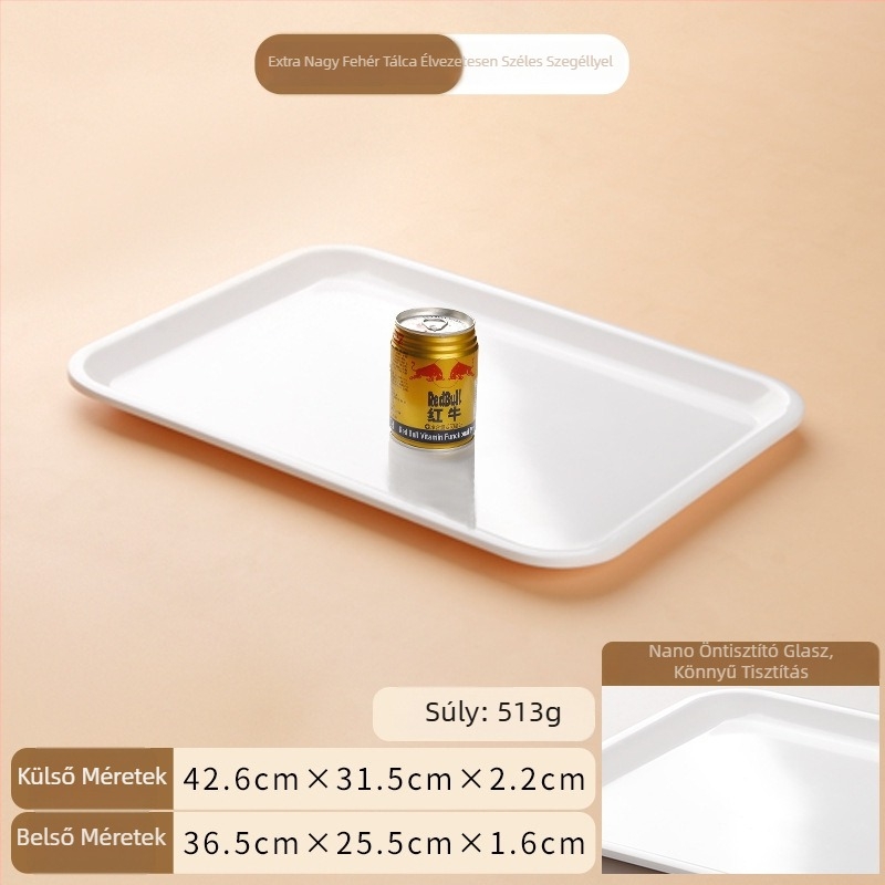 Melaminból készült téglalap alakú bemutató tálca, modern egyszerű stílus, testreszabható logó, glazúrozott felület