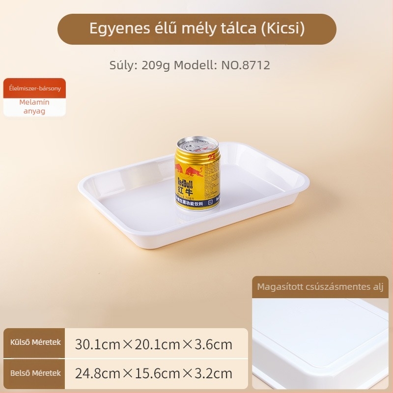 Melaminból készült téglalap alakú bemutató tálca, modern egyszerű stílus, testreszabható logó, glazúrozott felület