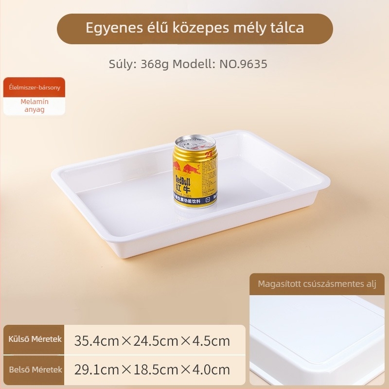 Melaminból készült téglalap alakú bemutató tálca, modern egyszerű stílus, testreszabható logó, glazúrozott felület