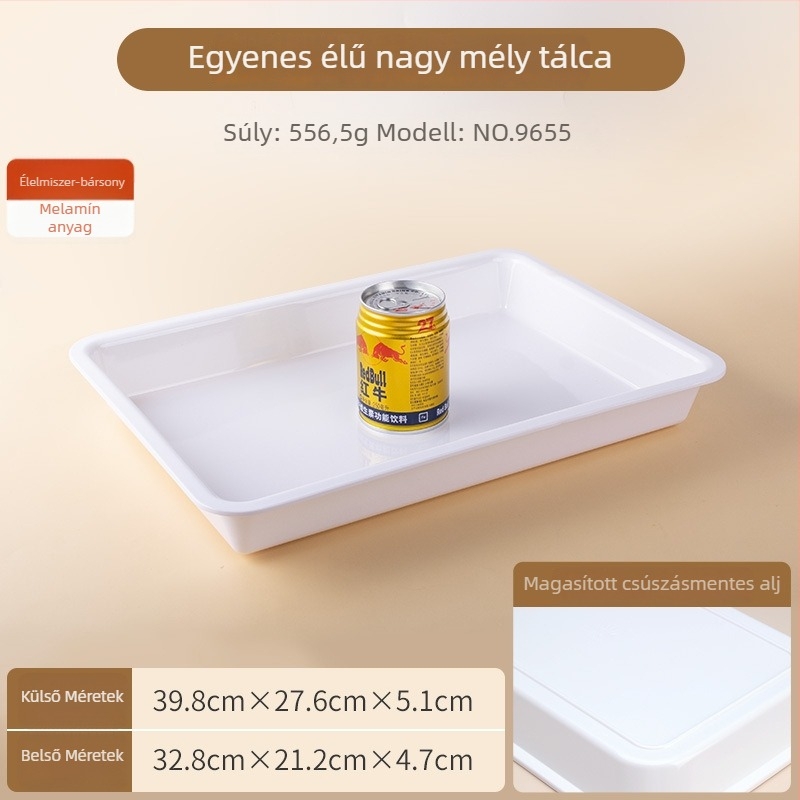 Melaminból készült téglalap alakú bemutató tálca, modern egyszerű stílus, testreszabható logó, glazúrozott felület