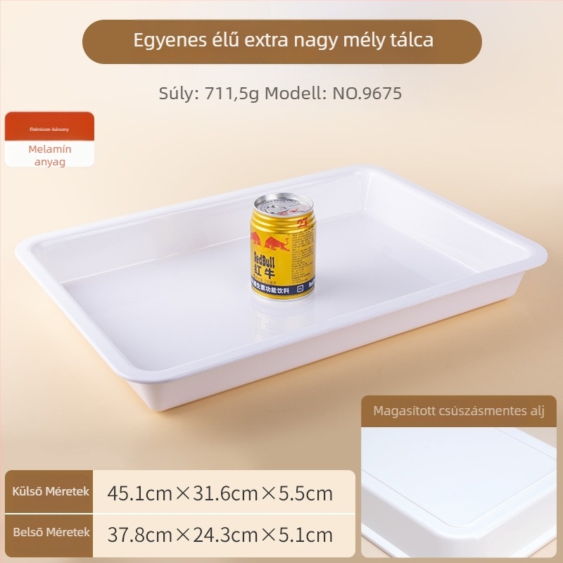 Melaminból készült téglalap alakú bemutató tálca, modern egyszerű stílus, testreszabható logó, glazúrozott felület