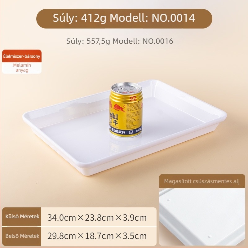 Melaminból készült téglalap alakú bemutató tálca, modern egyszerű stílus, testreszabható logó, glazúrozott felület