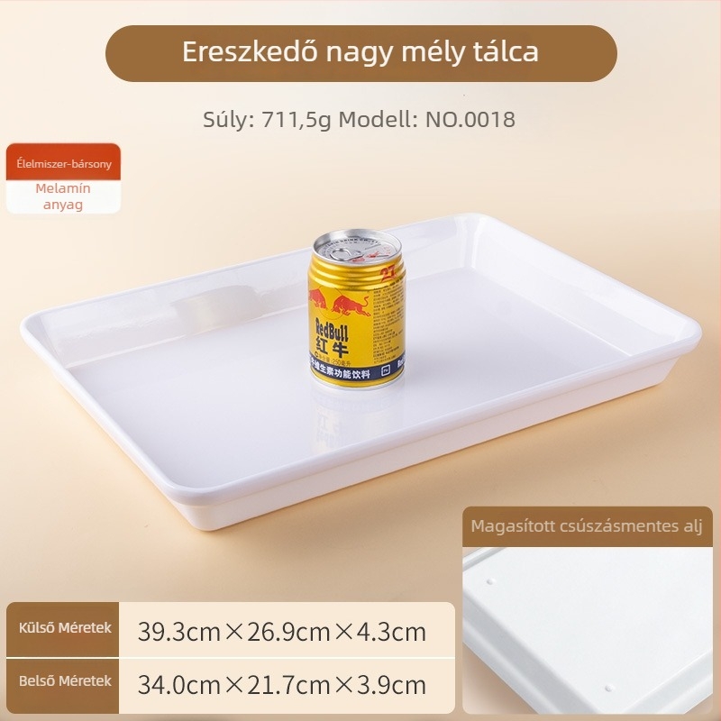 Melaminból készült téglalap alakú bemutató tálca, modern egyszerű stílus, testreszabható logó, glazúrozott felület