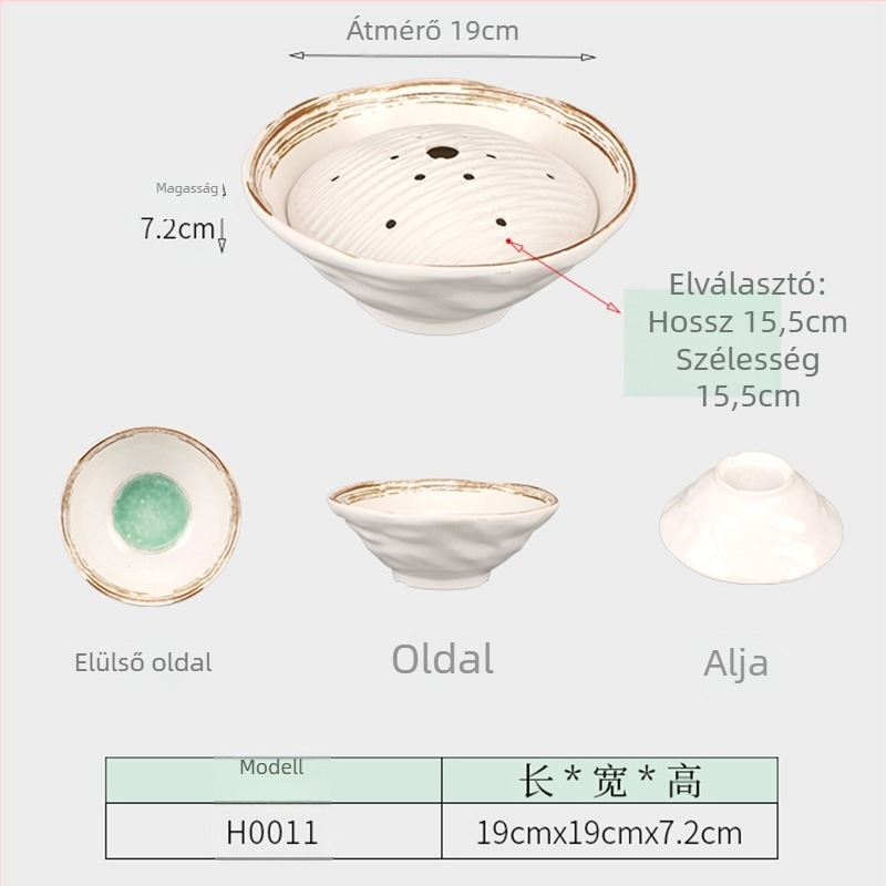 Melamin mély tálak — japán stílus, kör alakú, felületi zománc bevonat