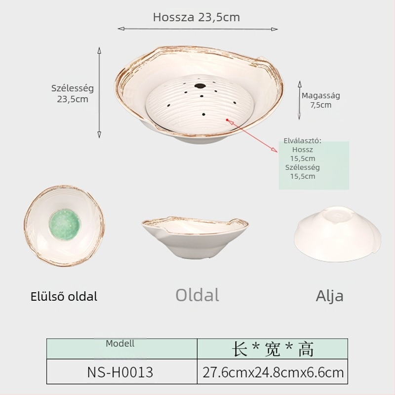 Melamin mély tálak — japán stílus, kör alakú, felületi zománc bevonat