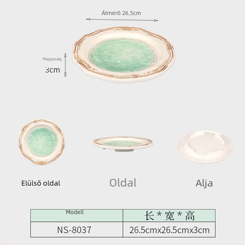 Melamin mély tálak — japán stílus, kör alakú, felületi zománc bevonat