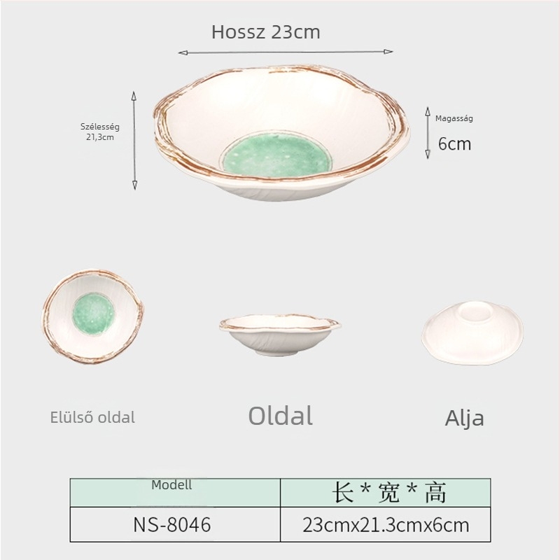 Melamin mély tálak — japán stílus, kör alakú, felületi zománc bevonat