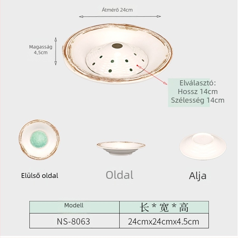 Melamin mély tálak — japán stílus, kör alakú, felületi zománc bevonat