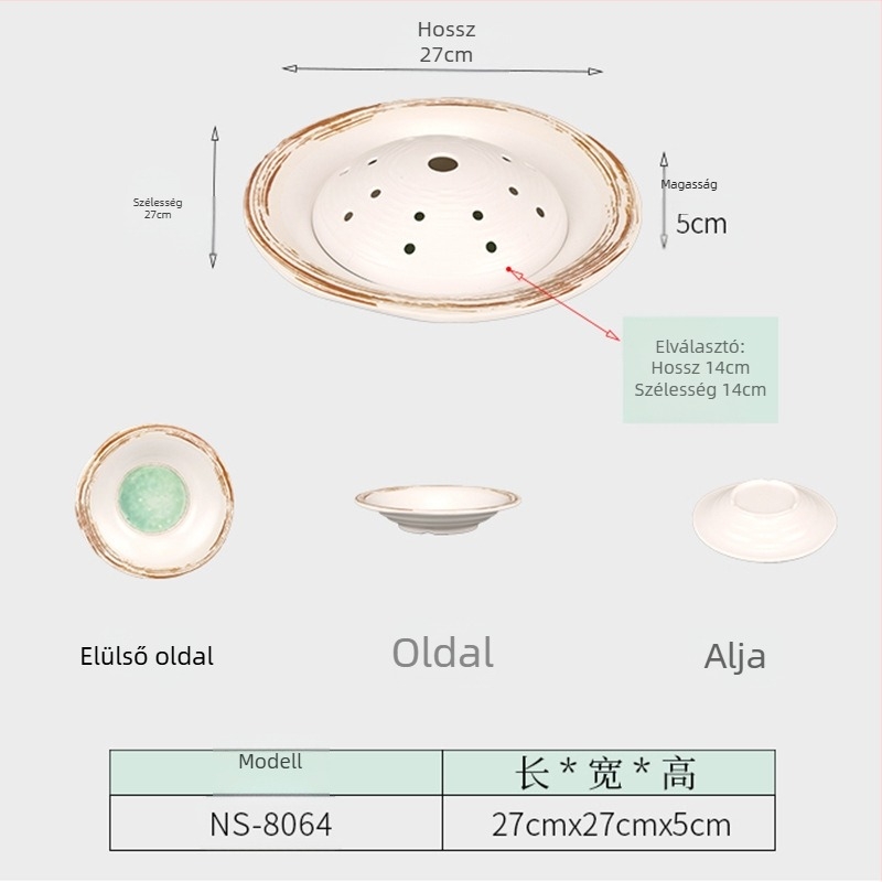 Melamin mély tálak — japán stílus, kör alakú, felületi zománc bevonat
