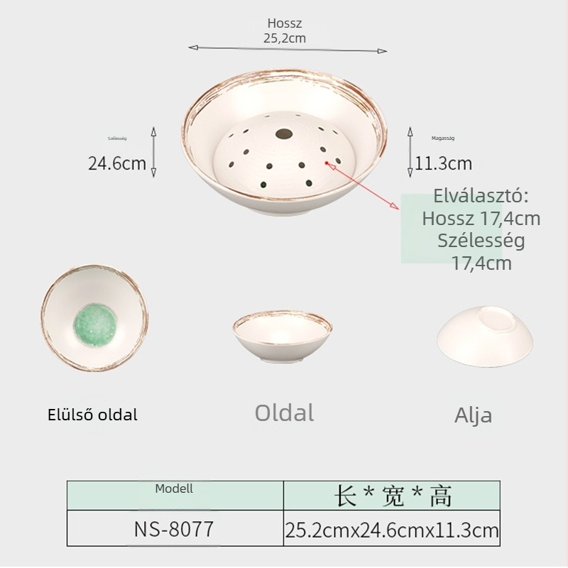 Melamin mély tálak — japán stílus, kör alakú, felületi zománc bevonat
