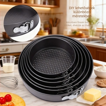 Tortaforma, kör alakú, méhsejt mintázat, tapadásmentes felület, szénacélból, levehető aljzattal