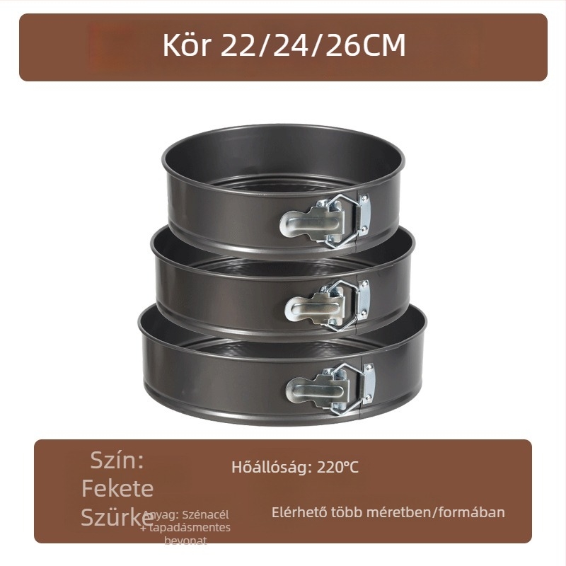 Tortaforma, kör alakú, méhsejt mintázat, tapadásmentes felület, szénacélból, levehető aljzattal