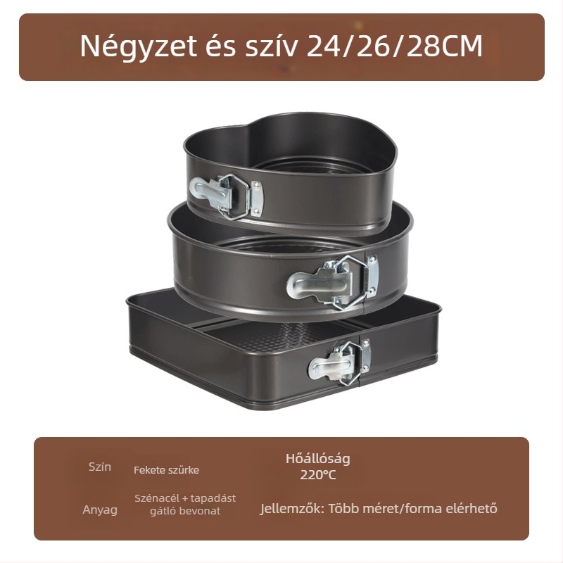 Tortaforma, kör alakú, méhsejt mintázat, tapadásmentes felület, szénacélból, levehető aljzattal