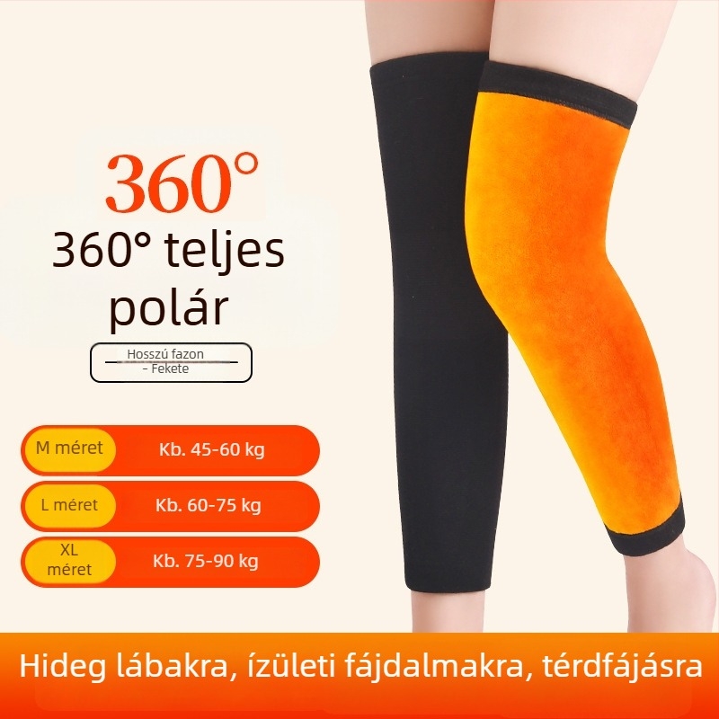 Hosszú melegítő térdmelegítők a melegítéshez és a hideg elleni védelemhez, időseknek, uniszex, vastag fleece bélés