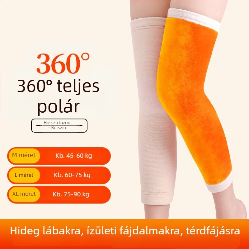 Hosszú melegítő térdmelegítők a melegítéshez és a hideg elleni védelemhez, időseknek, uniszex, vastag fleece bélés