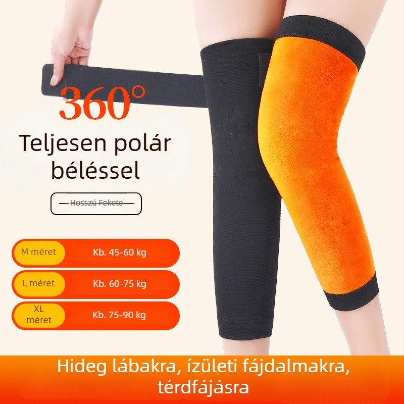 Hosszú melegítő térdmelegítők a melegítéshez és a hideg elleni védelemhez, időseknek, uniszex, vastag fleece bélés